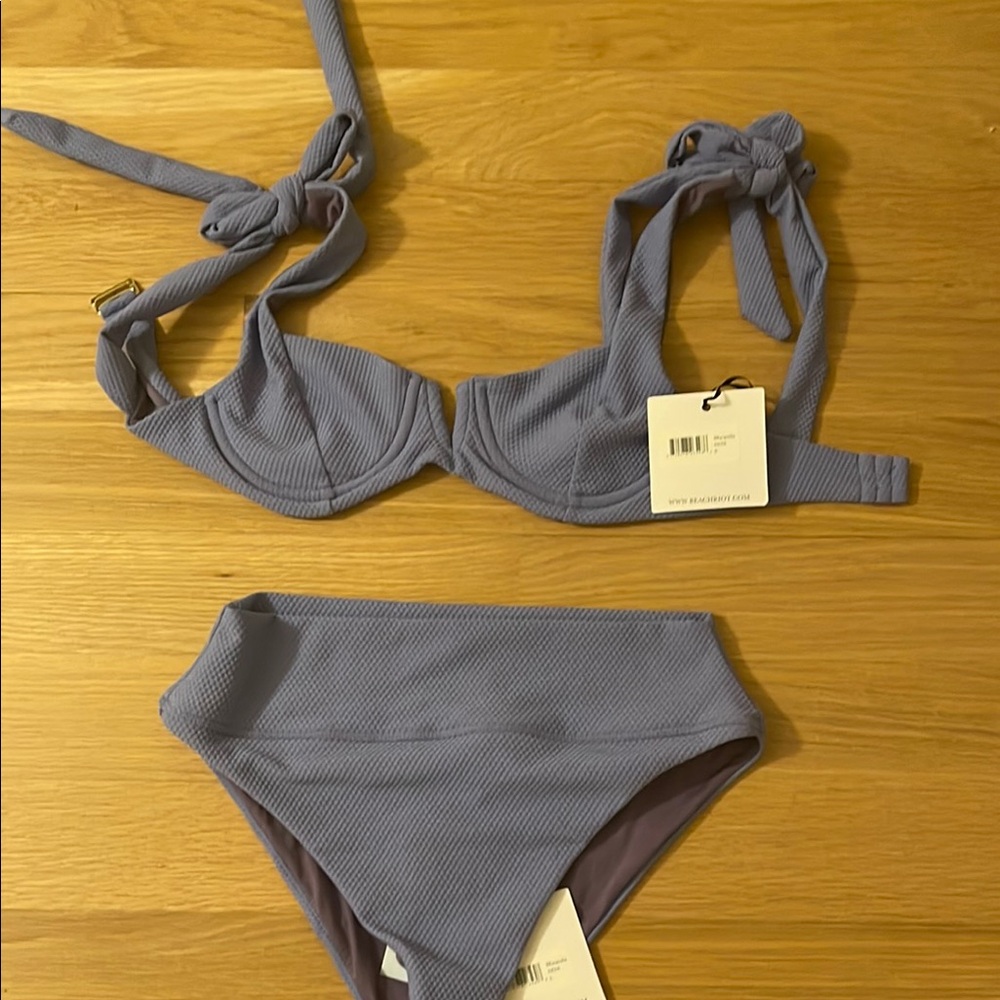 NWT Beach Riot Blair textured purple Bikini Set